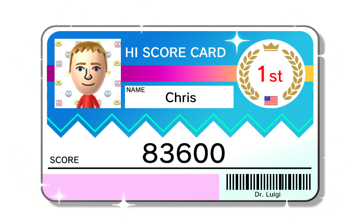 [HI SCORE CARD] 1st:Chris 83600