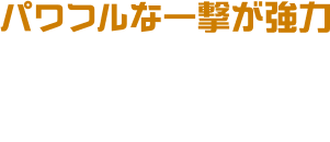 パワフルな一撃が強力 スキは大きめだけれども、当たれば痛～いその一撃。タメ攻撃はとくに強力。