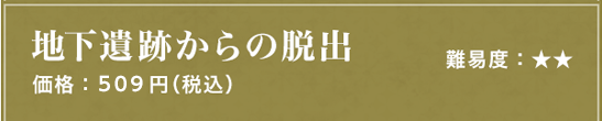 地下遺跡からの脱出 難易度：★★ 価格：509円（税込）