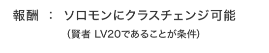 報酬：ソロモンにクラスチェンジ可能（賢者 LV20であることが条件）