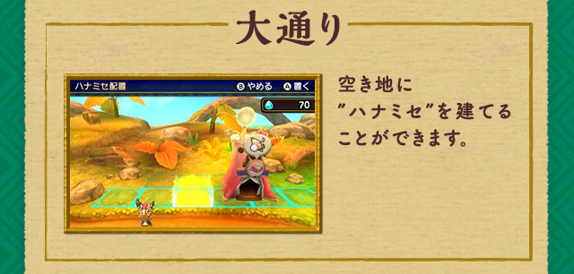 大通り 空き地に”ハナミセ”を建てることができます。