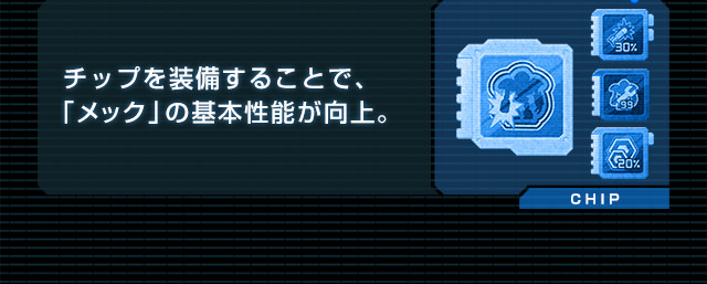 CHIP チップを装備することで、「メック」の基本性能が向上。