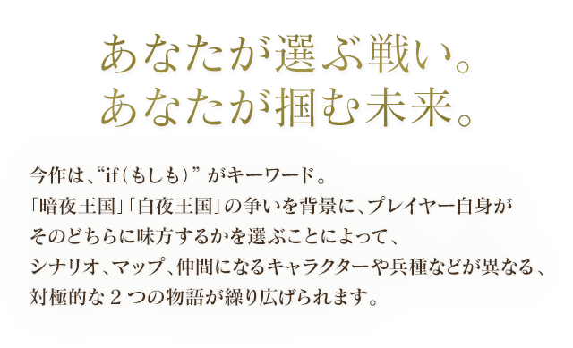 あなたが選ぶ戦い。あなたが掴む未来。