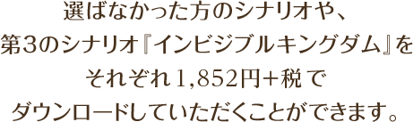 「白夜王国」を選択した方は「暗夜王国」、「暗夜王国」を選択した方は「白夜王国」のシナリオをそれぞれ1,852円+税でダウンロードしていただくことができます。