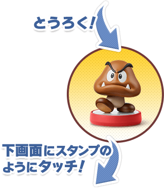 とうろく！下画面にスタンプのようにタッチ！