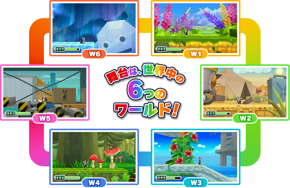舞台は、世界中の6つのワールド！