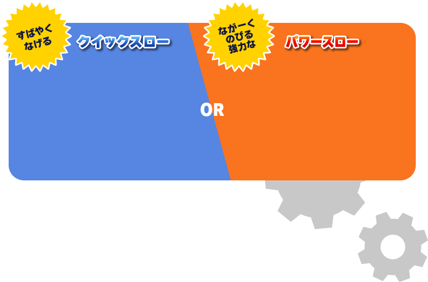 すばやくなげるクイックスロー or ながーくのびる強力なパワースロー