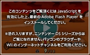 このコンテンツをご覧頂くにはJavaScriptを有効にした上、最新のAdobe Flash Playerをインストールしてください。※恐れ入りますが、ニンテンドーDSシリーズからはご覧になれません。パソコンのブラウザーやWiiのインターネットチャンネルをご利用ください。