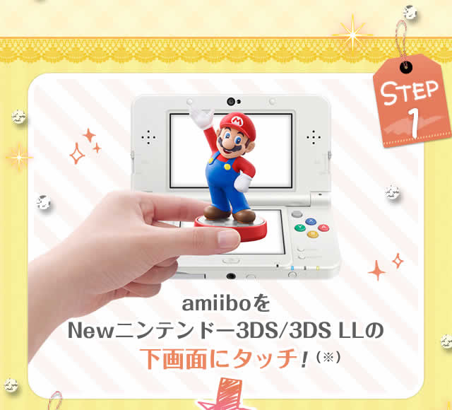 STEP1 amiiboをNewニンテンドー3DS/3DS LLの下画面にタッチ！（※）