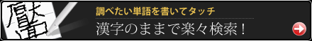 調べたい単語を書いてタッチ　漢字のままで楽々検索！