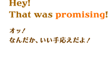 Hey!That was promising !@IbIȂ񂾂A艞I