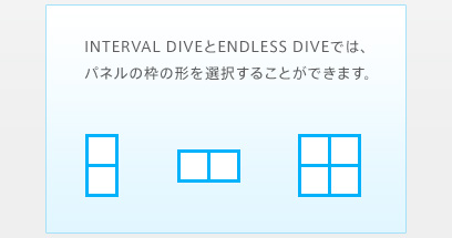 INTERVAL DIVEとENDLESS DIVEでは、パネルの枠の形を選択することができます。