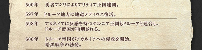 500NFE҃AɂAeBAB597NFh[AnɒnfBEXB598NFAJlCAɔOjAh[AƘAAh[A鍑ċB600NFh[A鍑AJlCAւ̐NUJnBÍ푈̖uB