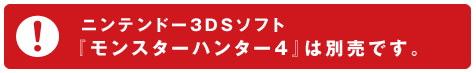 ニンテンドー3DSソフト『モンスターハンター４』は別売です。