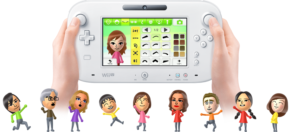 あなたや家族、友達の分身キャラクター「Mii」をつくる。