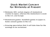 Market Concern for Nintendo at Present