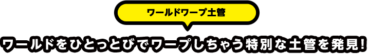 ワールドワープ土管 ワールドをひとっとびでワープしちゃう特別な土管を発見！