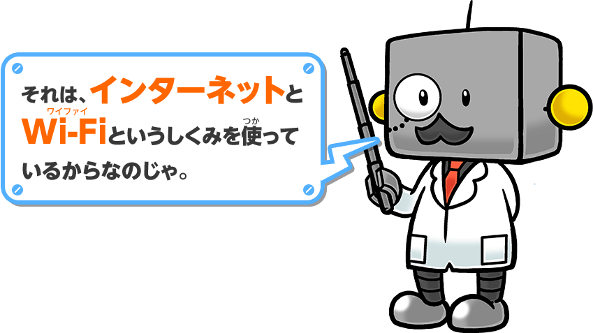 それは、インターネットとWi-Fiというしくみを使っているからなのじゃ。