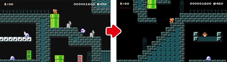 ③土管の使いかたがイマイチ。向きと位置関係がバラバラなので、わかりやすいように修正した。