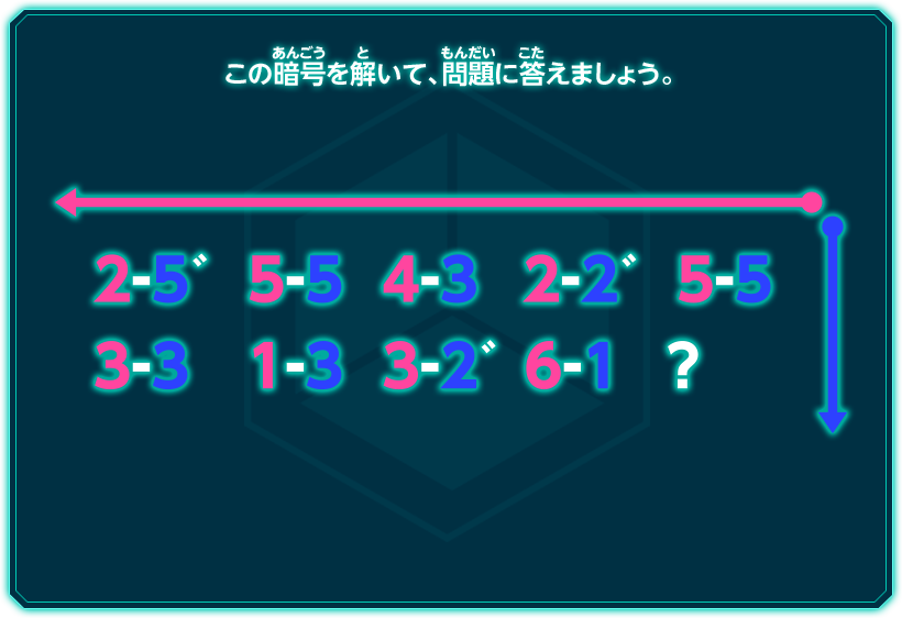 この暗号を解いて、問題に答えましょう。