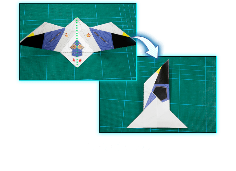 真ん中を谷折りします。