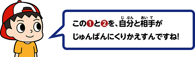 この1と2を、自分と相手がじゅんばんにくりかえすんですね!