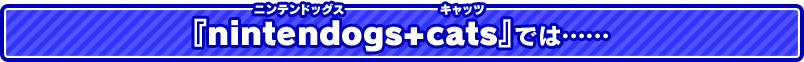 『nintendogs+cats』　ニンテンドッグスキャッツ　では……