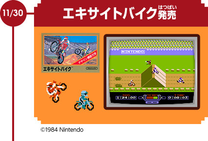 11/30　エキサイトバイク発売　©1984 Nintendo