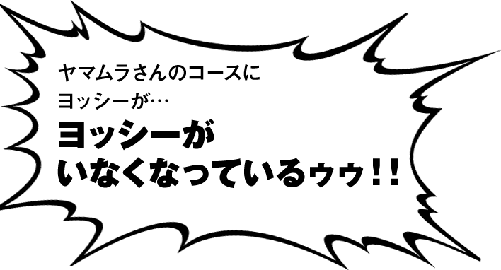 ヤマムラさんのコースにヨッシーが…ヨッシーがいなくなっているゥゥ！！