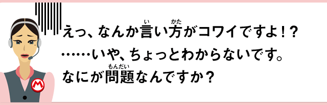えっ、なんか言い方がコワイですよ！？……いや、ちょっとわからないです。なにが問題なんですか？