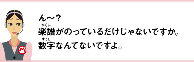 ん～？楽譜がのっているだけじゃないですか。数字なんてないですよ。