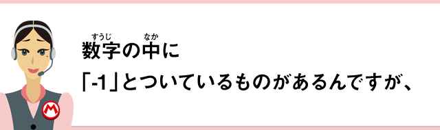 数字の中に「-1」とついているものがあるんですが、