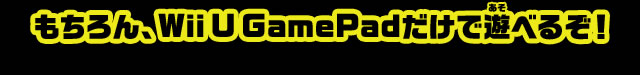 もちろん、Wii U GamePadだけで遊べるぞ！