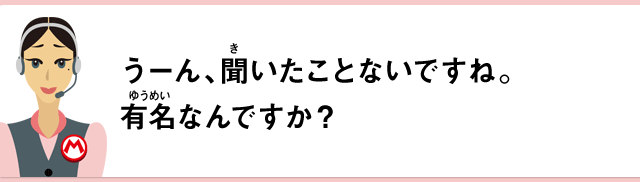 うーん、聞いたことないですね。有名なんですか？