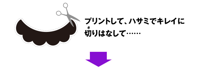 プリントして、ハサミでキレイに切りはなして……