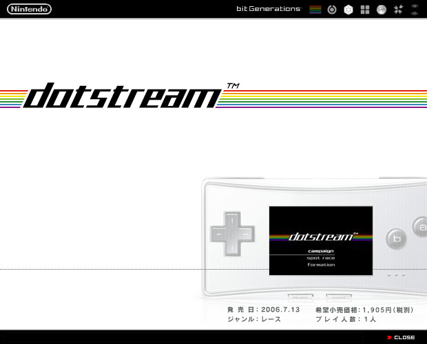 dotstream　発売日：2006.7.13 希望小売価格：1,905円（税別）　ジャンル：レース　プレイ人数：1