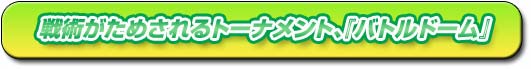 戦術がためされるトーナメント、『バトルドーム』