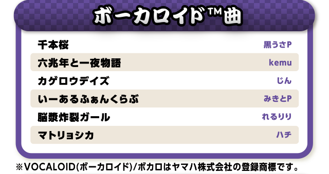 ボーカロイド曲。ボーカロイド/ボカロはヤマハ株式会社の登録商標です。