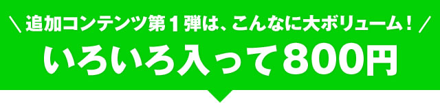 追加コンテンツ第1弾は、こんなに大ボリューム!いろいろ入って800円