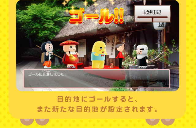 �ړI�n�ɃS�[������ƁA�܂��V���ړI�n���ݒ肳��܂��B