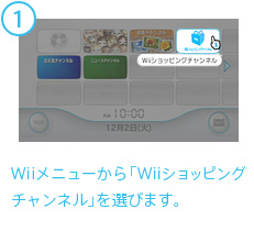 Wiiメニューから「Wiiショッピングチャンネル」を選びます。