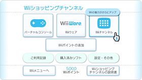 画面写真：Wiiショッピングチャンネル