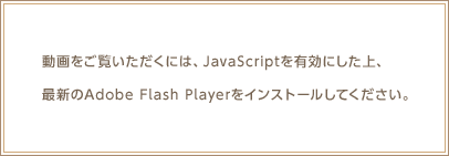 動画をご覧いただくには、JavaScriptを有効にした上、最新のAdobe Flash Playerをインストールしてください。