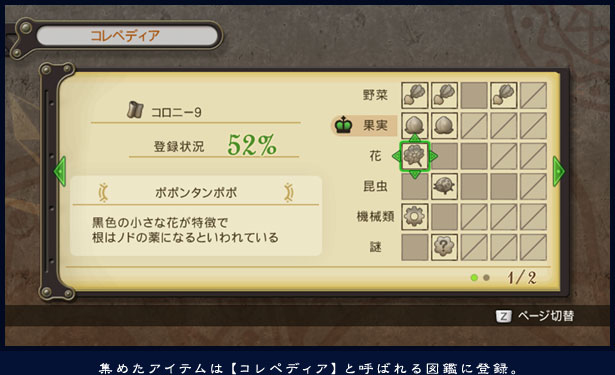 �W�߂��A�C�e���́y�R���y�f�B�A�z�ƌĂ΂��}�ӂɓo�^�B