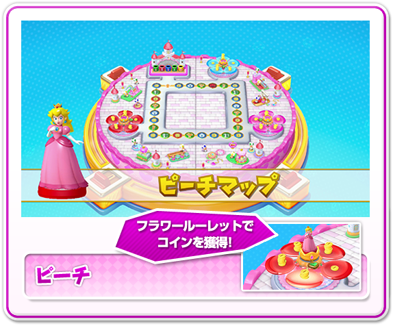 ピーチマップ：フラワールーレットでコインを獲得！