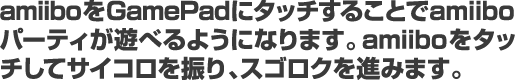 amiiboをGamePadにタッチすることでamiiboパーティが遊べるようになります。amiiboをタッチしてサイコロを振り、スゴロクを進みます。