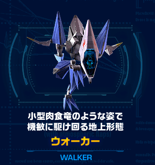 小型肉食竜のような姿で機敏に駆け回る地上形態　ウォーカー