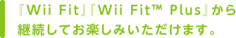 『Wii Fit』『Wii Fit™ Plus』から継続してお楽しみいただけます。