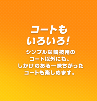 コートもいろいろ！シンプルな競技用のコート以外にも、しかけのある一味ちがったコートも楽しめます。
