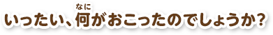 いったい、何がおこったのでしょうか？